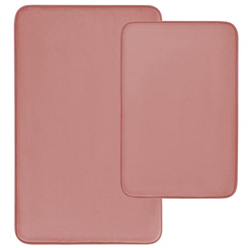 CHAKME 2 Teilig Ultra Dick Badematte Memoryschaum rutschfest, Luxus Badezimmerteppich Badematten Badvorleger Set 2 Teilig, Duschvorleger Badteppich Set, Badezimmergarnitur 40×60 cm + 50×80 cm, Rosa