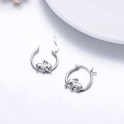 Elefant Ohrringe Mädchen 925 Sterling Silber Creolen Elefant Geschenk Elefanten Ohrstecke Hypoallergene Schmuck für Damen Frauen