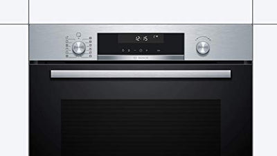 Bosch HBG5780S6 Serie 6 Smarter Einbau-Backofen, 60 x 60 cm, Pyrolyse Selbstreinigung, AutoPilot 30 30 Automatikprogramme, 3D Heißluft Backen auf 3 Ebenen, LCD-Display, Schnellaufheizung, SoftClose