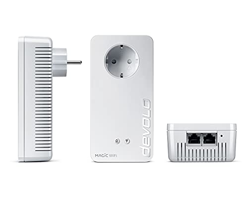 devolo Magic 2 WiFi 6 Multiroom Kit, WLAN Powerline Adapter -bis zu 2.400 Mbit/s, Mesh WLAN Steckdose, 4X Gigabit LAN, Access Point, dLAN 2.0, weiß