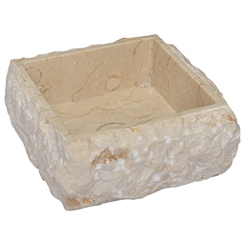 vidaXL Waschbecken Aufsatzwaschbecken Waschtisch Waschplatz Waschschale Handwaschbecken Naturstein Becken Badezimmer Creme 30x30x13cm Marmor