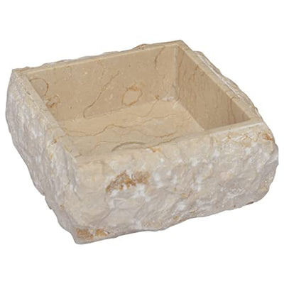 vidaXL Waschbecken Aufsatzwaschbecken Waschtisch Waschplatz Waschschale Handwaschbecken Naturstein Becken Badezimmer Creme 30x30x13cm Marmor