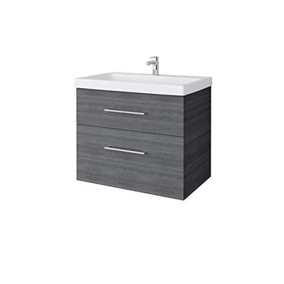 Planetmöbel Waschtischunterschrank 64cm mit Spiegelschrank Badmöbel Set für Badezimmer Gäste WC Anthrazit