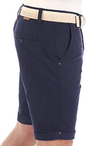 riverso Herren Chino Shorts RIVHenry Gürtel Bermuda Kurze Hose 98% Baumwolle Hellblau Dunkelblau Navy Rot Grün Orange Beige Grau w30 - w42, Größe:W 38, Farbe:Dark Navy (19400)