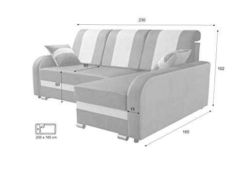 Robin BARL Ecksofa mit Schlaffunktion, Sofa mit Schlaffunktion, Schlafsofa mit Bettkasten und Kissen, Freistehendes Eckcouch in L-Form (Anthracite)