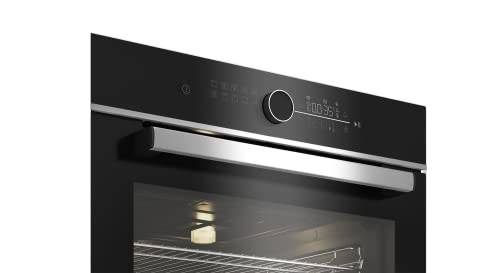 beko BBIM13400XPSE Einbau-Backofen mit 15 Heizarten, 72 l Garraum-Volumen, Multifunktionsdisplay mit Sensortasten, Aeroperfekt, Pyrolytische Selbstreinigung, SteamShine-Reinigung, Schwarz/Edelstahl