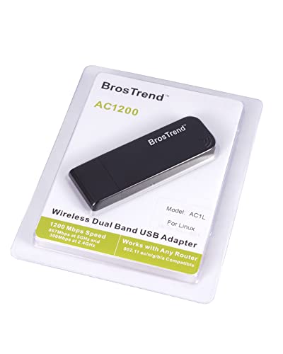 BrosTrend Linux USB WLAN Stick AC1200 für Ubuntu, Mint, Kali, Debian, Kubuntu, Mate, Zorin, PureOS, Raspberry Pi 2+, Windows 11, USB 3.0 PC, Dual Band 5 GHz/867 MBit/s + 2,4 GHz/300 MBit/s