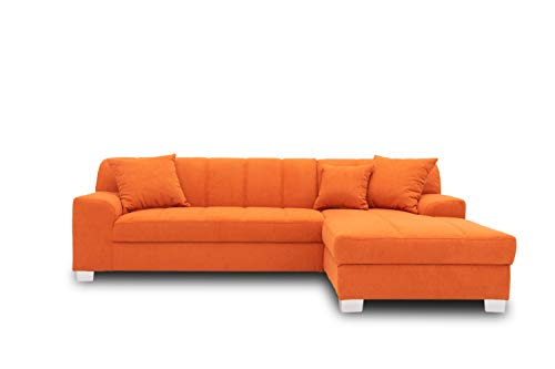 DOMO Collection Capri Ecksofa | Eckcouch in L-Form mit Schlaffunktion, Polsterecke Schlafsofa, orange 239x152x75 cm