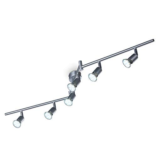 B.K.Licht – Deckenlampe – 1204x120 mm, Silber, LED, dreh- und schwenkbare Spotlampe, hohe Helligkeit, 6 flammig, inkl. Leuchtmittel