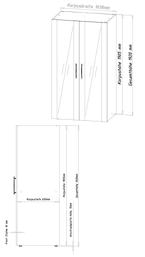 Respekta Peter Küchenzeile, Holzwerkstoff, Schwarz, 100 cm