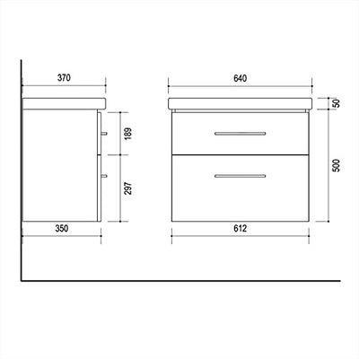 Planetmöbel Waschtischunterschrank 64cm mit Spiegelschrank Badmöbel Set für Badezimmer Gäste WC Anthrazit