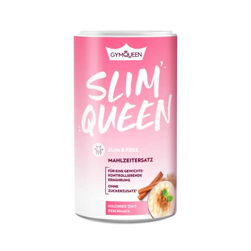 GymQueen Slim Queen Abnehm Shake 420g, Leckerer Diät-Shake zum einfachen Abnehmen, Mahlzeitersatz mit wichtigen Vitaminen und Nährstoffen, nur 250 kcal pro Portion & ohne Zucker-Zusatz, Milchreis-Zimt