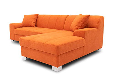 DOMO Collection Capri Ecksofa | Eckcouch in L-Form mit Schlaffunktion, Polsterecke Schlafsofa, orange 239x152x75 cm