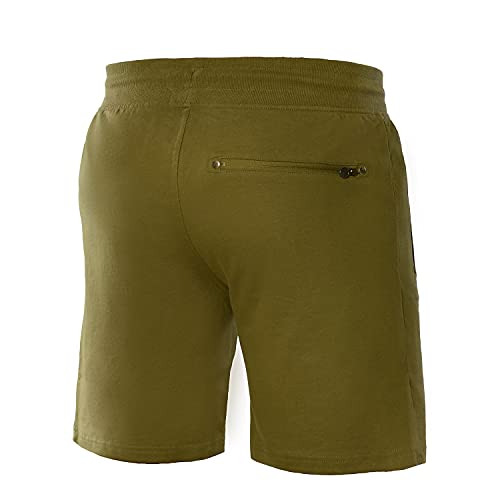 Mount Swiss Kurze Freizeithose Herren Liam I Kurze Sweatpants Herren mit Taschen - 2 Seiten- und 1 Gesäßtasche je mit Reißverschluß I Sport Shorts Herren Olivez, M