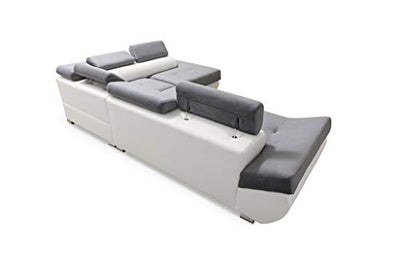 Robin Saturn Ecksofa mit Schlaffunktion, Schlafsofa mit Bettkasten und Kissen, Freistehendes Eckcouch in L-Form, Polstergarnitur Sofa