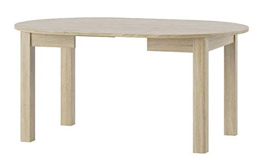 MPS praktisch Tisch Uran 110x110 cm Küchentisch Esszimmertisch Esstisch Wohnzimmer Rundtisch 160x110x76 4 Tischfüße Ausziehtisch ausziehbarer Tisch modern (Eiche Sonoma)