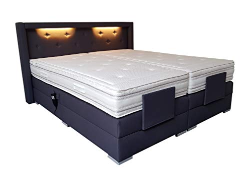 PAARA Boxspringbett Paris GM | 10.000 Newton Motorleistung | LED | Antirutsch-Matten | Royal-WS® Taschenfederkern Matratze mit GELAX® Topper Kern | Made in Germany (200 x 220 cm)