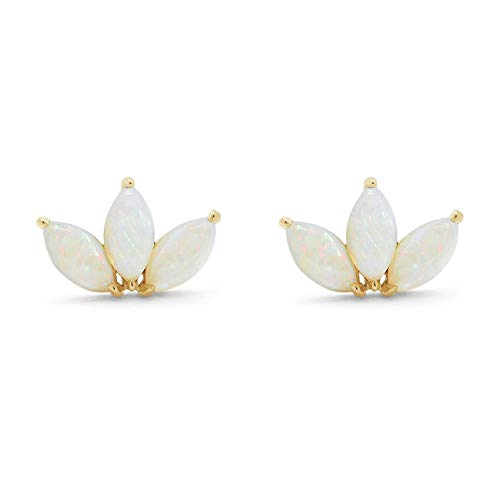 Brandlinger ® Ohrstecker Silber 925. Opal Ohrring Lotus Motiv. Schmuck Damen vergoldet mit 18 Karat (Silber und Gold) für Frauen und Mädchen. Größe Ohrstecker 8mm.