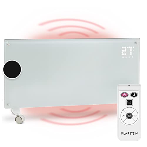 Klarstein Elektroheizung, Konvektor-Heizung mit Bodenrollen, Mobile Elektroheizung Energiesparend, Schlanke, Leise Heizung Elektrisch, Standgerät Heizkörper Elektrisch mit Thermostat, 2000 W