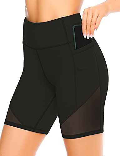 JOYSPELS Kurze Sporthose Damen, Radlerhose Damen Kurz Laufhose Leggings Sport Biker Running Yoga Fitness Shorts Schwarz M