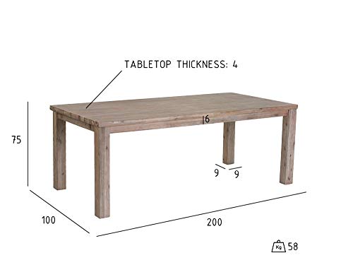 Furnhouse Ibbe Design Rechteckig Ausziehbar Esstisch 200x100 Natur Massiv Akazie Holz Esszimmer Tisch Alaska, L200x B100x H75 cm