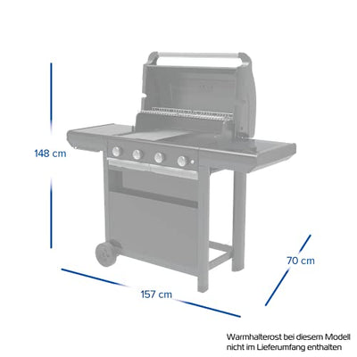 Campingaz Gasgrill 4 Series Select, BBQ Gas-Grillwagen mit 4-Brennern aus Edelstahl, Deckel mit Thermometer, InstaClean Aqua, Culinary Modular System, 13.6 kW Leistung, Außenküche