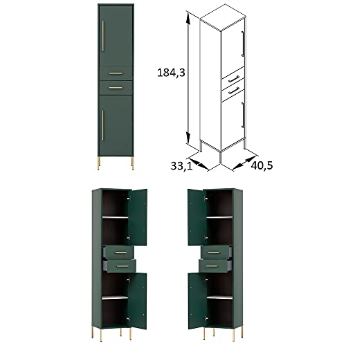 Lomadox Badmöbel Set inkl. Beleuchtung in waldgrün, B/H/T: ca. 207,6/184,3/33,1 cm