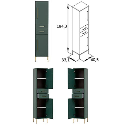 Lomadox Badmöbel Set inkl. Beleuchtung in waldgrün, B/H/T: ca. 207,6/184,3/33,1 cm