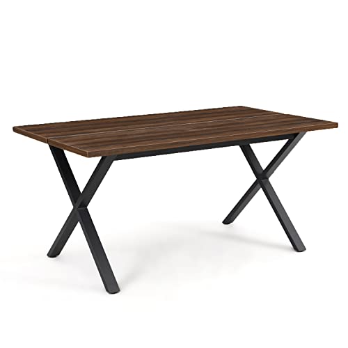 B&D home Esstisch Holz Industrial, Tischplatte 160x90 cm Akazie Optik, Kreuzgestell schwarz, Tisch Esszimmermöbel, Küchentisch, Holztisch, Esszimmertisch, für Esszimmer, Küche