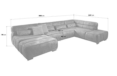 Cavadore Wohnlandschaft Scoutano, XXL-Couch in U-Form im Industrial Design, 363 x 76 x 227 cm, Lederoptik braun