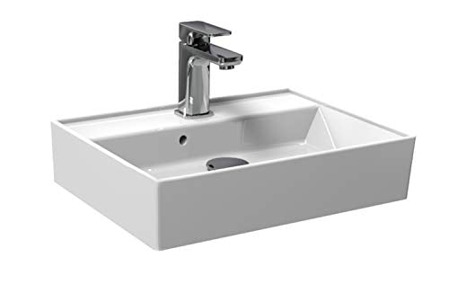 Aqua Bagno Basic | Design Waschbecken im modernen Stil, Waschtisch aus Keramik, Aufsatzwaschbecken weiß | 50x38x13 cm