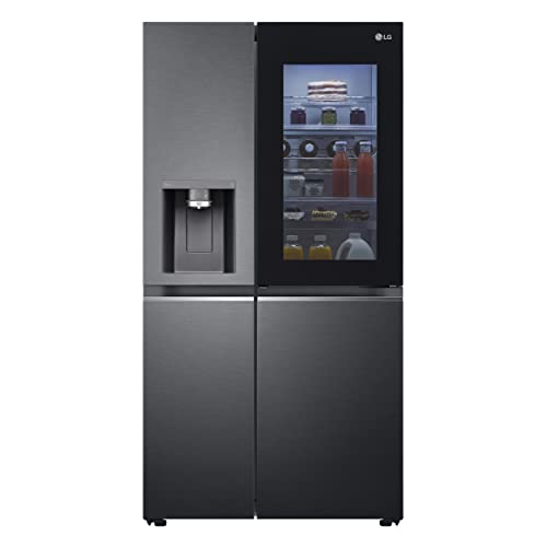 LG Electronics GSXV91MCAF Side-by-Side mit InstaView Door-in-Door | Eis-, Crushed Ice- und Wasserspender | 635 Liter Kapazität | Interner Wassertank 4L | Matt Schwarz Metallic