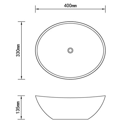 vidaXL Waschbecken Keramik Oval Schwarz 40x33cm Aufsatzwaschbecken Waschtisch