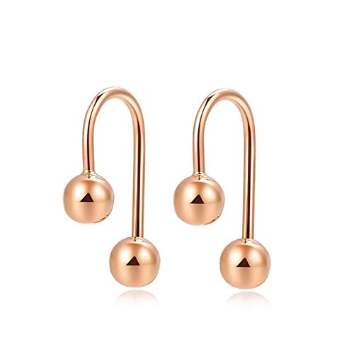 ANAZOZ Ohrringe Damen 18 Karat Rosegold U-Form-Ball Ohrstecker Schmuck für Frauen Rosegold