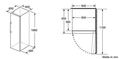 Bosch KAN95VLEP Europäischer Side-by-Side Kühlschrank, 186 x 120 cm, 346L Kühlen + 242L Gefrieren, VitaFresh längere Frische, NoFrost nie wieder abtauen, LED-Beleuchtung gleichmäßige Ausleuchtung