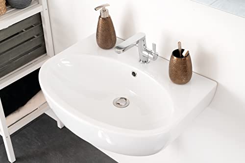 'aquaSu® Waschtisch faCila, 60 cm, Weiß, Waschbecken, Waschplatz, Bad, Badezimmer, Gäste-WC, Keramik, Mit Überlaufschutz, Design