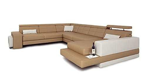 Bullhoff by Giovanni Capellini Ledersofa XXL Wohnlandschaft Leder Eck Sofa Couch Ledercouch Ecksofa U-Form mit LED-Licht Beleuchtung Designsofa Bayern