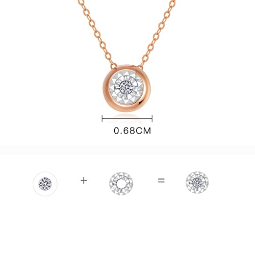 KnSam Echtgold Schmuck Halskette für Damen Gold 18K Au750, Kette mit Anhänger 0.02ct Diamant Solitär Klassiker Rund Damenkette mit Rundschliff 44.5cm