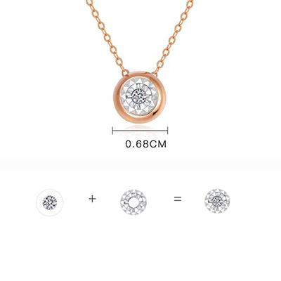 KnSam Echtgold Schmuck Halskette für Damen Gold 18K Au750, Kette mit Anhänger 0.02ct Diamant Solitär Klassiker Rund Damenkette mit Rundschliff 44.5cm