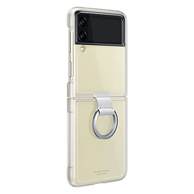 Samsung Galaxy Z Flip3 5G (17,03 cm), faltbares Handy ohne Vertrag, 1,9 Zoll Frontdisplay, 256 GB, 8 GB, Cream & Clear Cover Smartphone Cover mit Ring EF-QF711 für das Galaxy Z Flip3 5G,Transparent