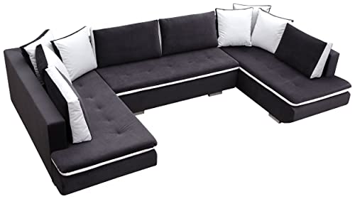 MKS MEBLE Ecksofa - U-Form Sofa Mit Schlaffunktion - Wohnlandschaft - Ausklappbar Bettsofa - Wohnzimmer U Couch - Polstersofa mit Bettkasten - Argent U - Grün Malmo