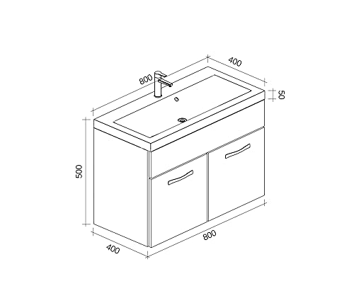 Badezimmer Badmöbel Set Paso XL LED 80cm Waschbecken Beton - Unterschrank 2X Hochschrank Waschbecken Möbel