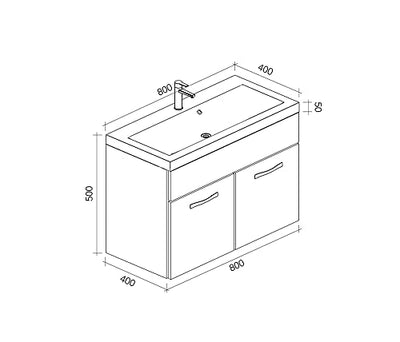 Badezimmer Badmöbel Set Paso XL LED 80cm Waschbecken Beton - Unterschrank 2X Hochschrank Waschbecken Möbel