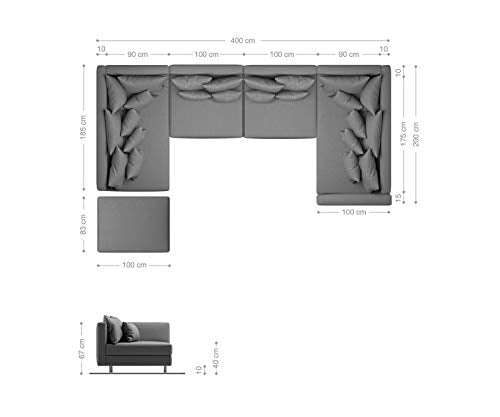 DELIFE Couch Clovis XL Braun Antik Optik Hocker Armlehne Wohnlandschaft modular