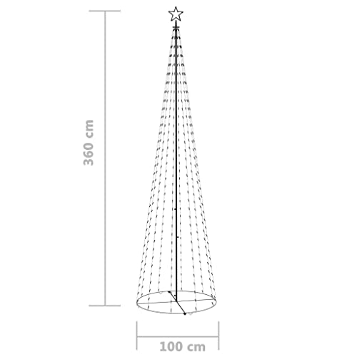 vidaXL Weihnachtsbaum Weihnachtskegelbaum Lichterbaum Innen Außen Weihnachtsdeko Beleuchtung Lichterkette Blau 400 LEDs Dekoration 100x360cm