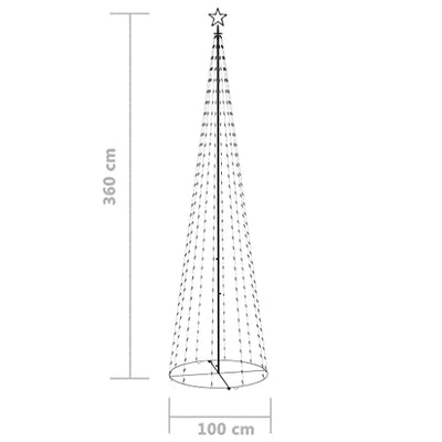 vidaXL Weihnachtsbaum Weihnachtskegelbaum Lichterbaum Innen Außen Weihnachtsdeko Beleuchtung Lichterkette Blau 400 LEDs Dekoration 100x360cm