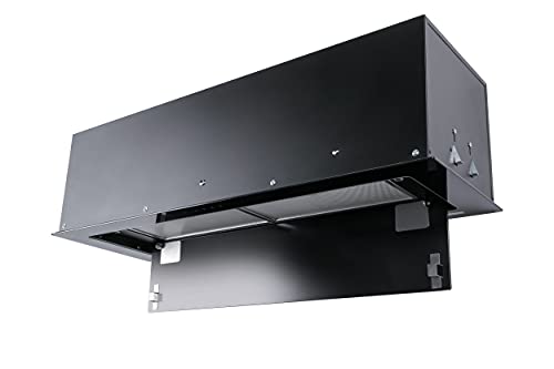 GURARI Deckenhaube GCH E 217 BL 90 Prime, Einbau Dunstabzugshaube 90 cm, in Schwarz,Schwarz Glas, 1000m³/h,LED Streifen,Abzugshaube,Abufthaube,Umlufthaube,Fernbedienung