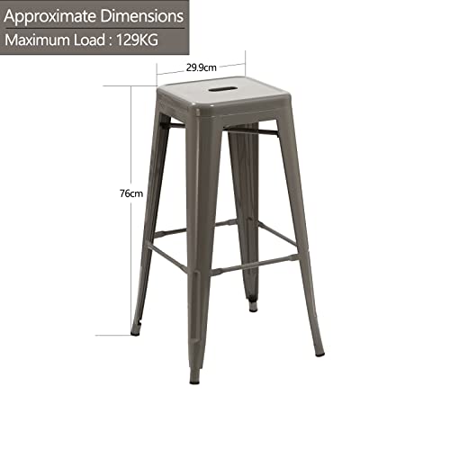 Duhome Eisen Barhocker Metall Farbauswahl Barstuhl Robust Und Zeitlos ++Industry Design 665D, Farbe:Grau, Material:Metall