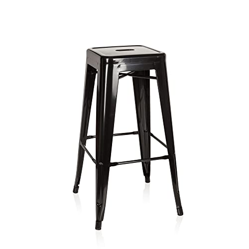 hjh OFFICE 645010 Barhocker VANTAGGIO HIGH Metall Schwarz Retro-Hocker im Industry-Design, stapelbar