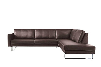 moebelhome Ecksofa Neapel V2 Echt Leder Sofa mit Kufenfuß, Wohnlandschaft, Ledercouch